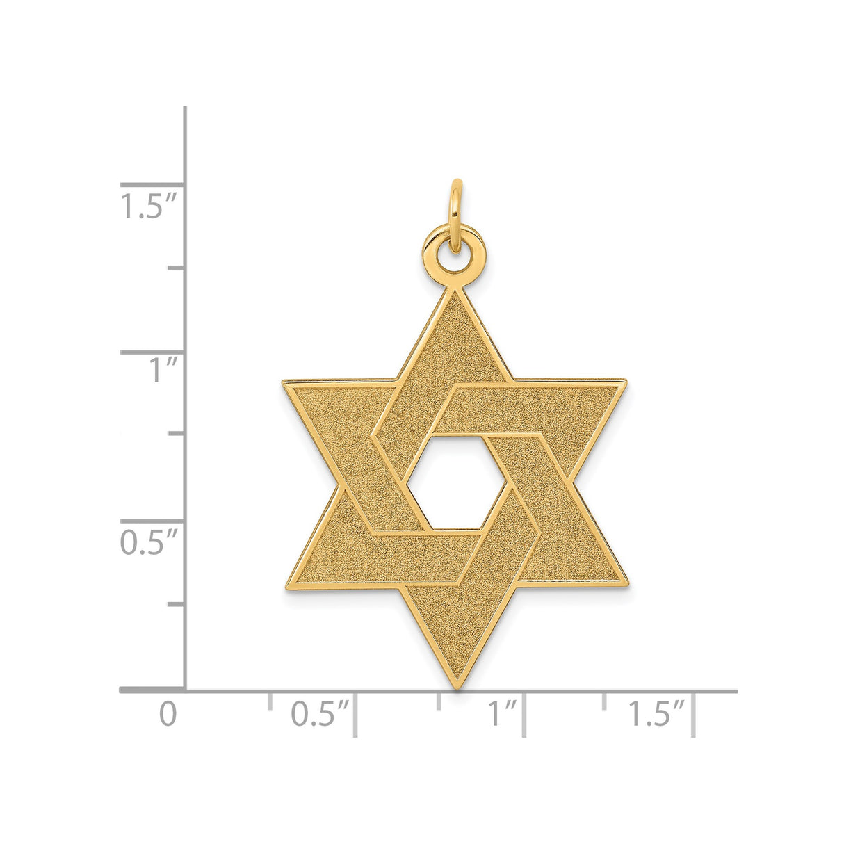 14k Yellow Gold Star of David Pendant, Textured Interlocking Triangles, Jewish Faith Jewelry