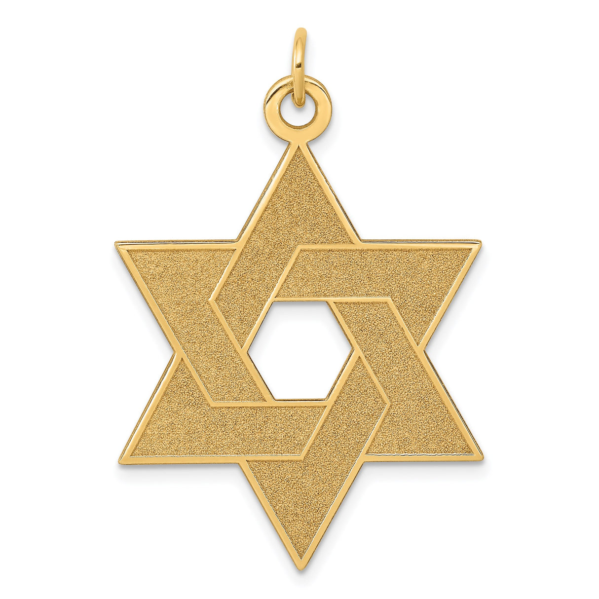 14k Yellow Gold Star of David Pendant, Textured Interlocking Triangles, Jewish Faith Jewelry