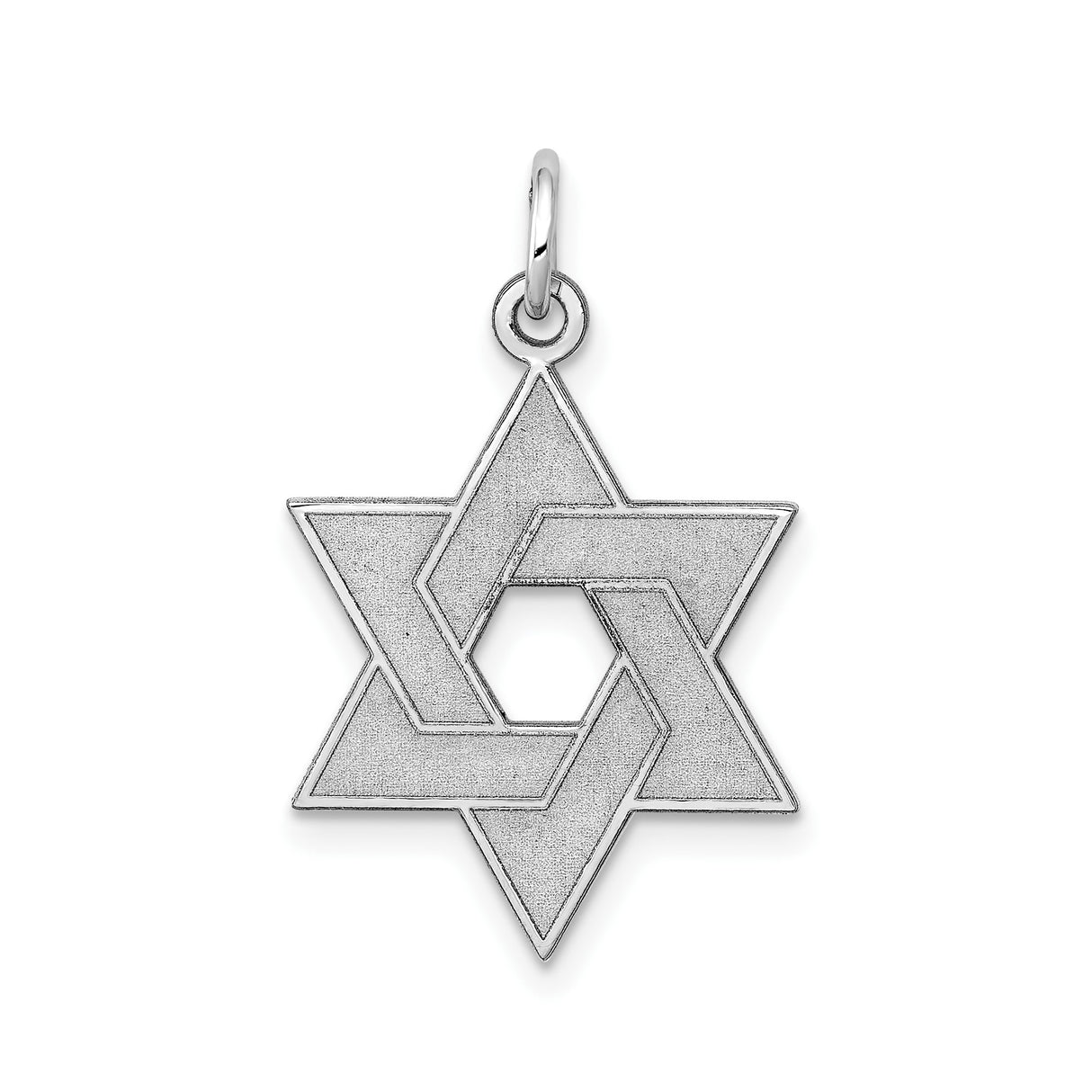 14k White Gold Star of David Pendant with Interlocking Hexagram Design