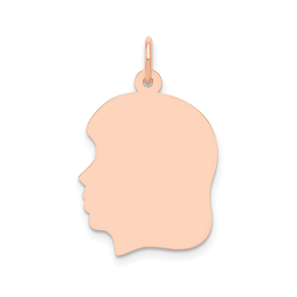 14k Rose Gold Girl Silhouette Pendant, Custom Engravable Charm, Motherhood Keepsake Jewelry