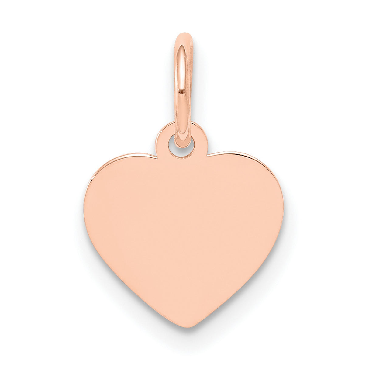 14k Rose Gold Heart Pendant Charm, Flat Polished Engravable Disc, Minimalist Love Symbol