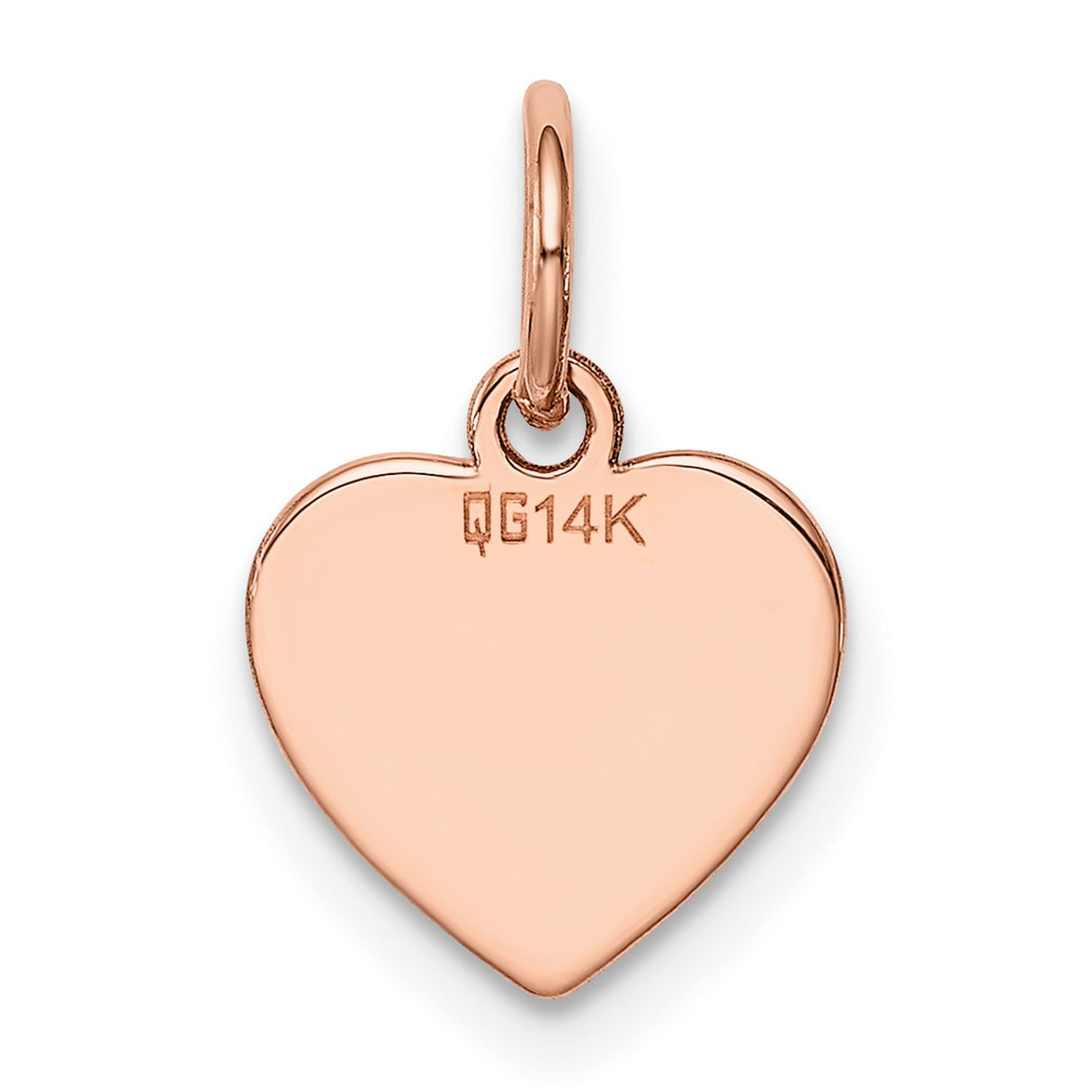 QG- Plain .018 Gauge Engravable Heart Disc Charm Pendant in Real 14k Rose Gold