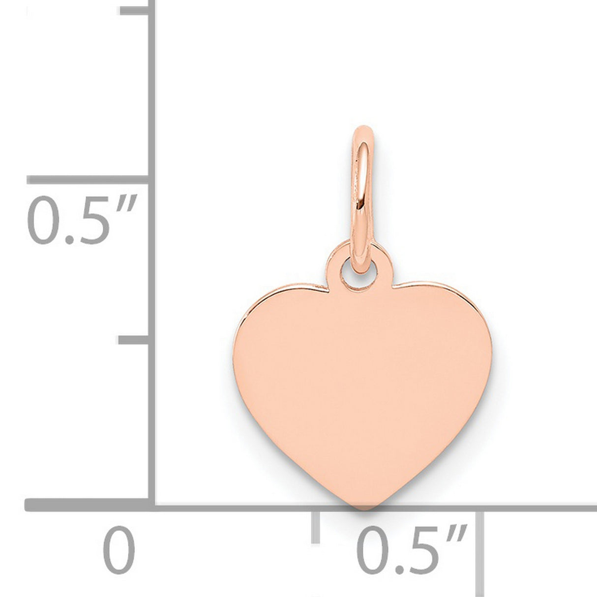 QG- Plain .018 Gauge Engravable Heart Disc Charm Pendant in Real 14k Rose Gold