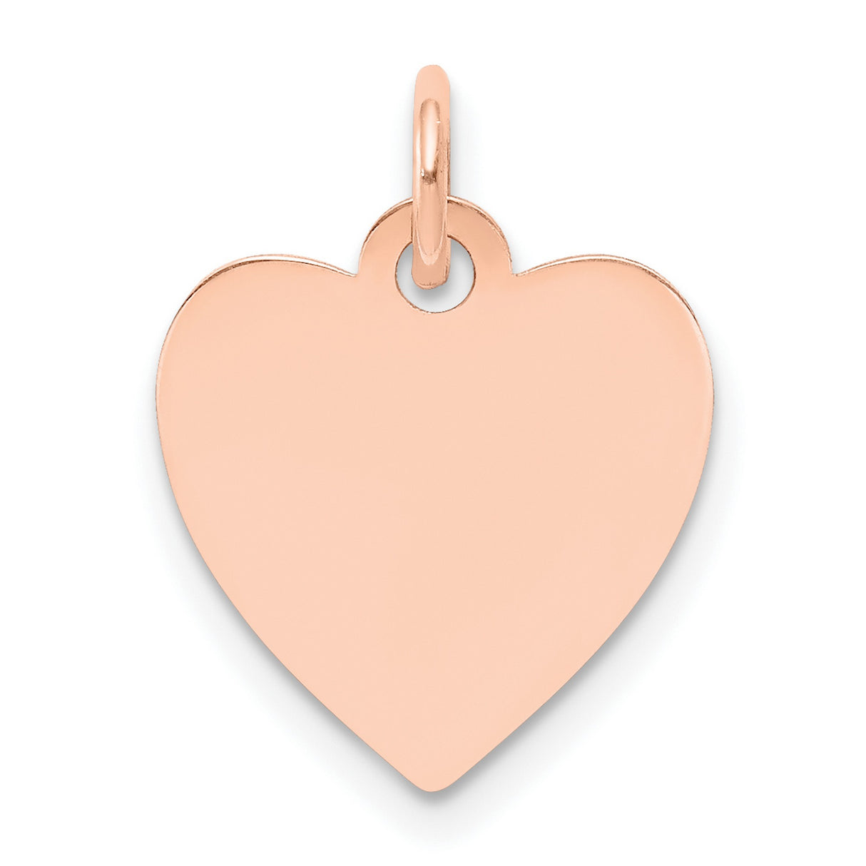 14k Rose Gold Heart Pendant, Polished Engravable Charm, Minimalist Love Symbol Jewelry for Women