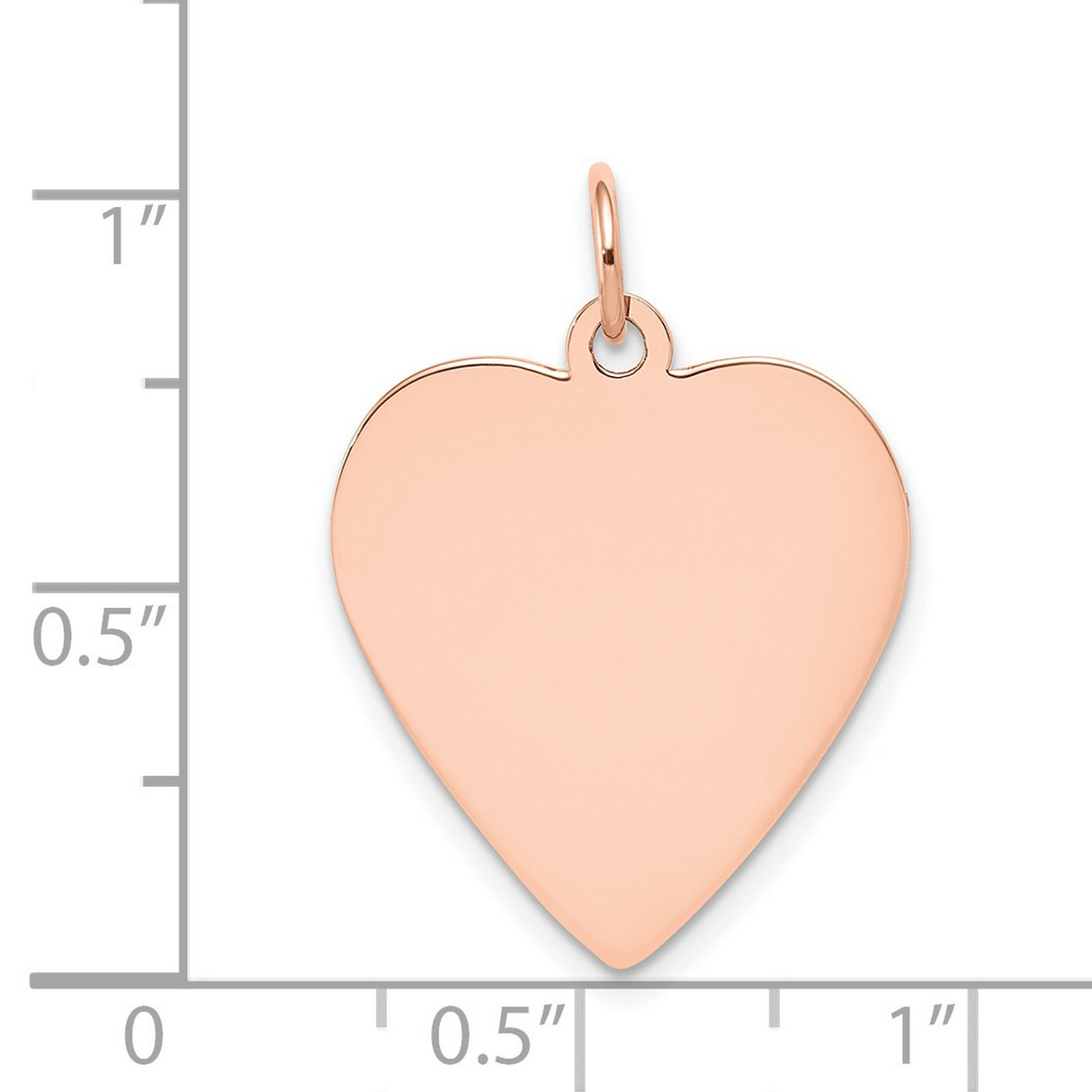 14k Rose Gold Heart Pendant, Polished Disc Charm with Smooth Finish for Women
