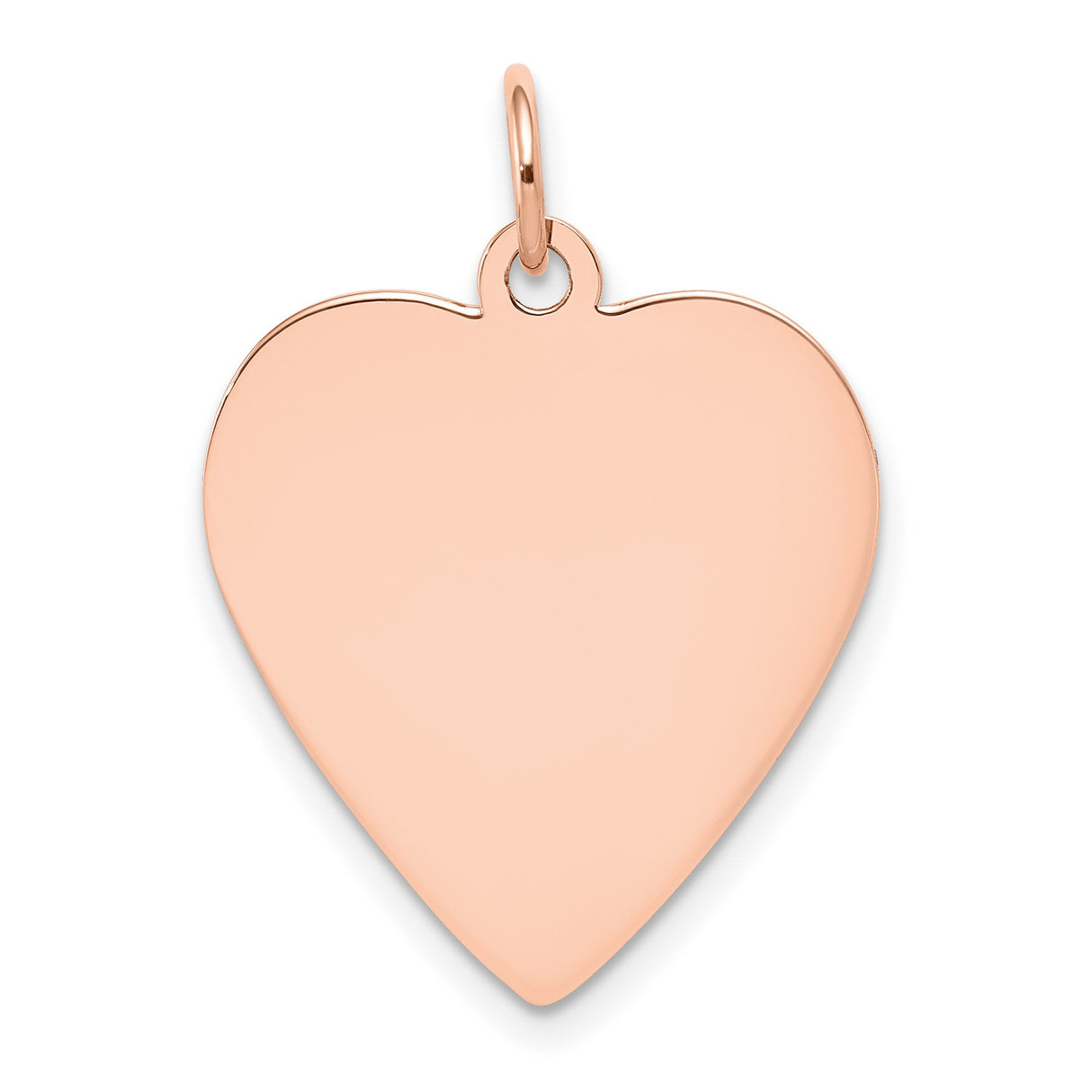 14k Rose Gold Heart Pendant, Polished Disc Charm with Smooth Finish for Women