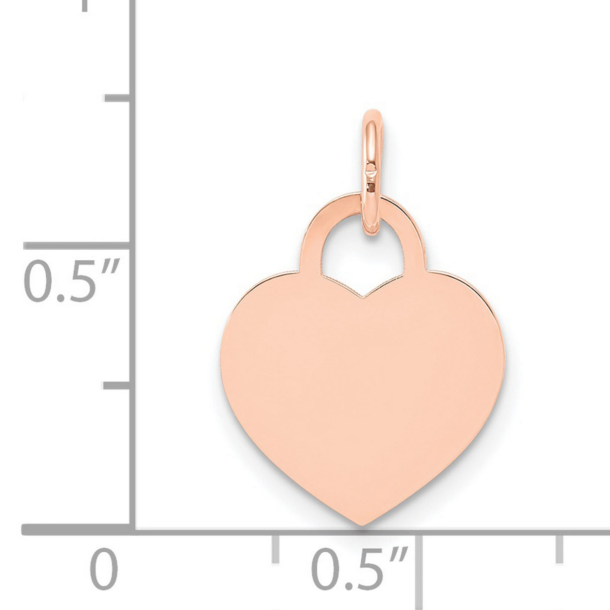QG- Medium Engravable Heart Charm Pendant in Real 14k Rose Gold