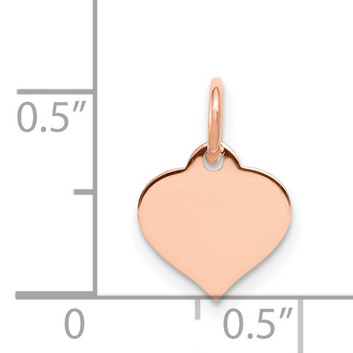 14k Rose Gold Heart Pendant, Polished Charm with Smooth Surface for Engraving
