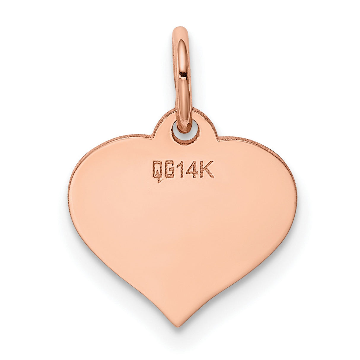14k Rose Gold Heart Shaped Pendant with Smooth Surface, Polished Finish, Minimalist Romantic Jewelry
