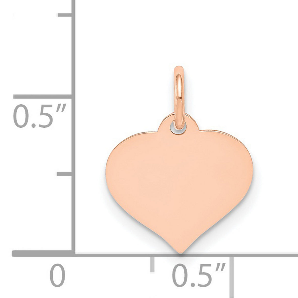 14k Rose Gold Heart Pendant with Polished Flat Surface for Engraving