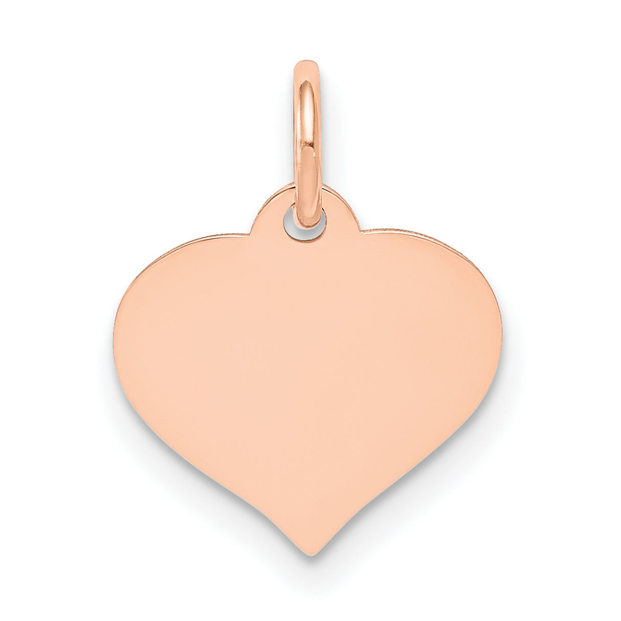 14k Rose Gold Heart Shaped Pendant with Smooth Surface, Polished Finish, Minimalist Romantic Jewelry