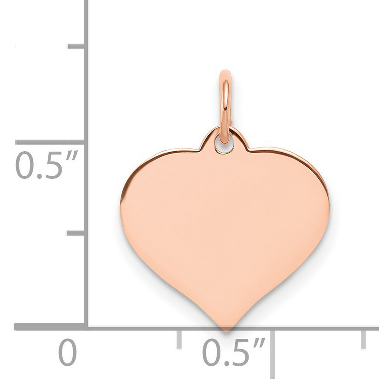 14k Rose Gold Heart Pendant, Smooth Polished Disc, Minimalist Romantic Jewelry Charm for Women