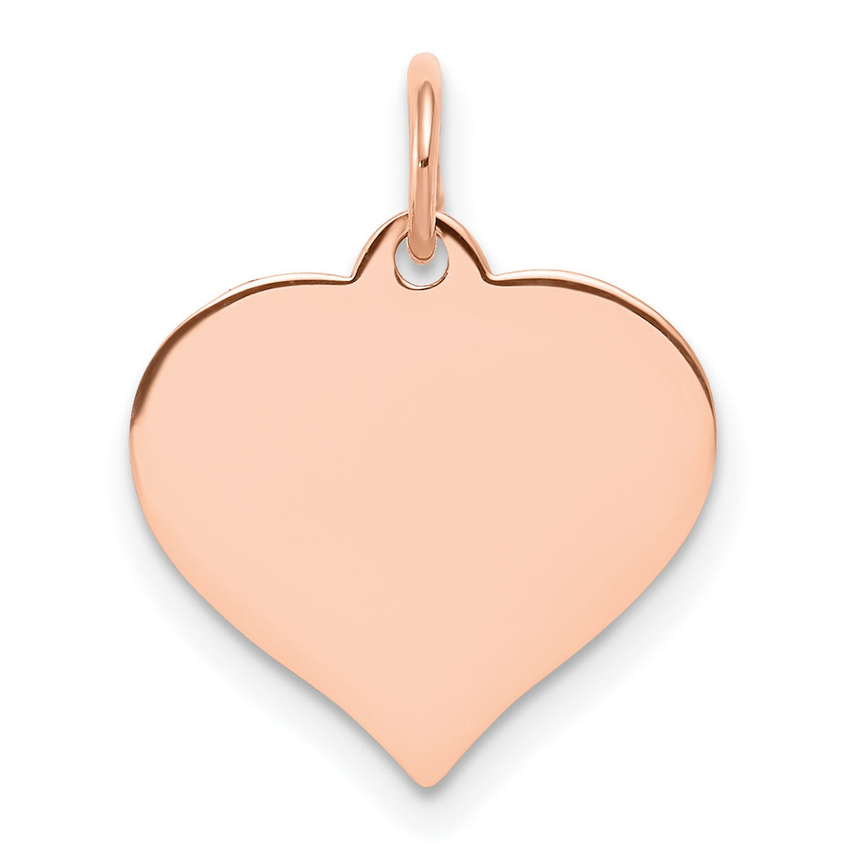 14k Rose Gold Heart Pendant, Smooth Polished Disc, Minimalist Romantic Jewelry Charm for Women