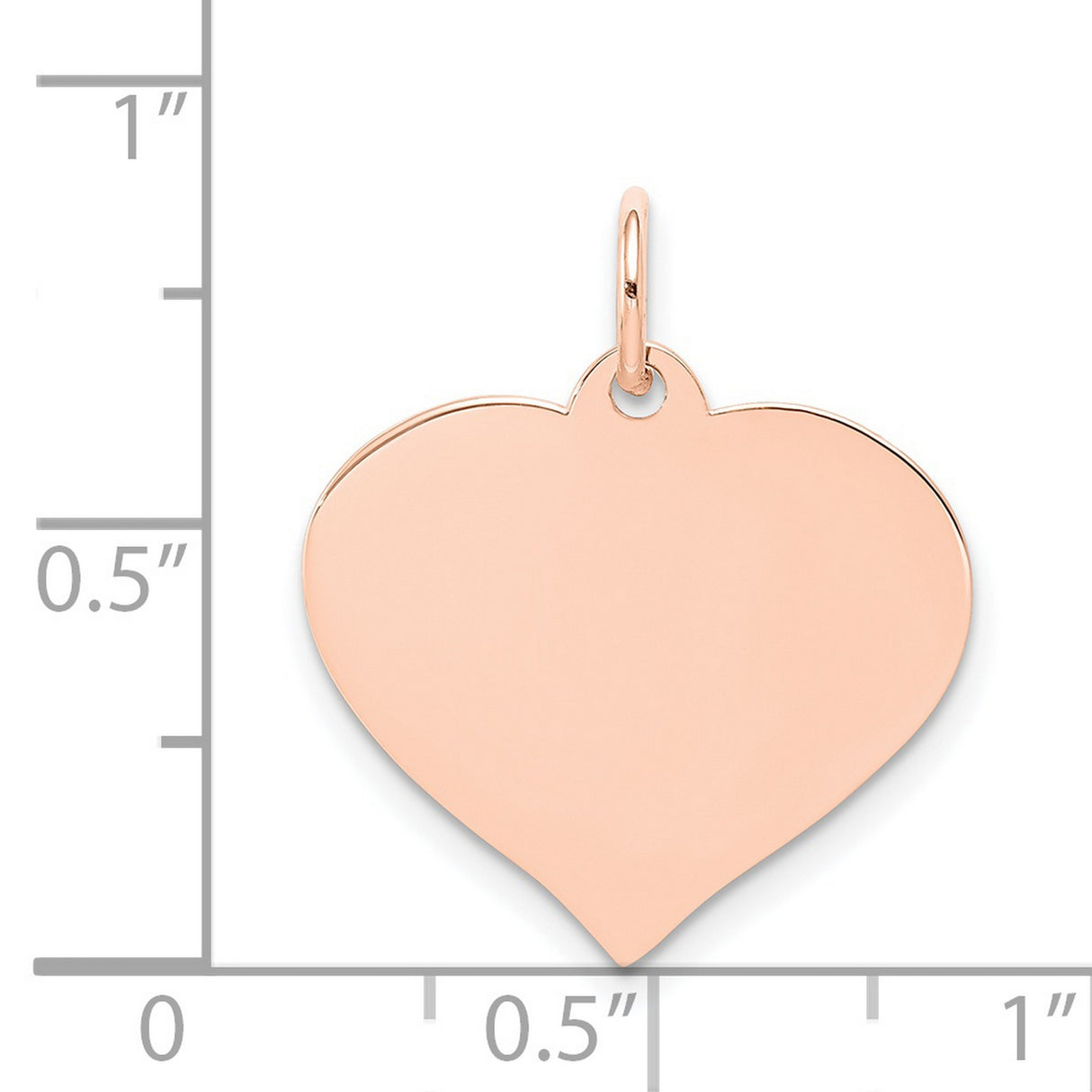 14k Rose Gold Heart Pendant, Polished Disc Charm, Minimalist Romantic Jewelry for Women