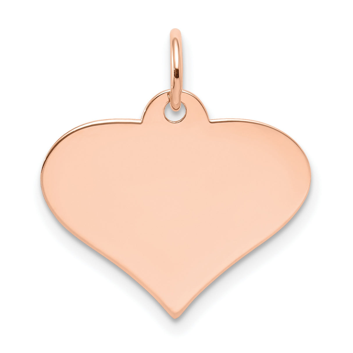 14k Rose Gold Heart Pendant, Polished Plain Engravable Charm for Women