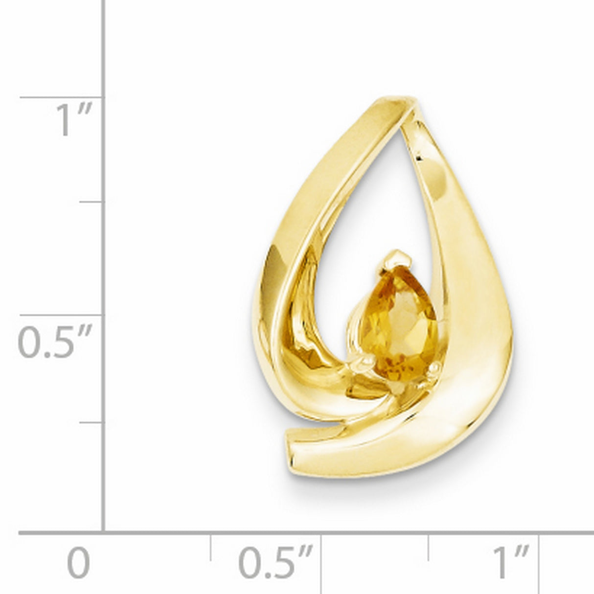 Citrine slide Charm Pendant in Real 14k Yellow Gold