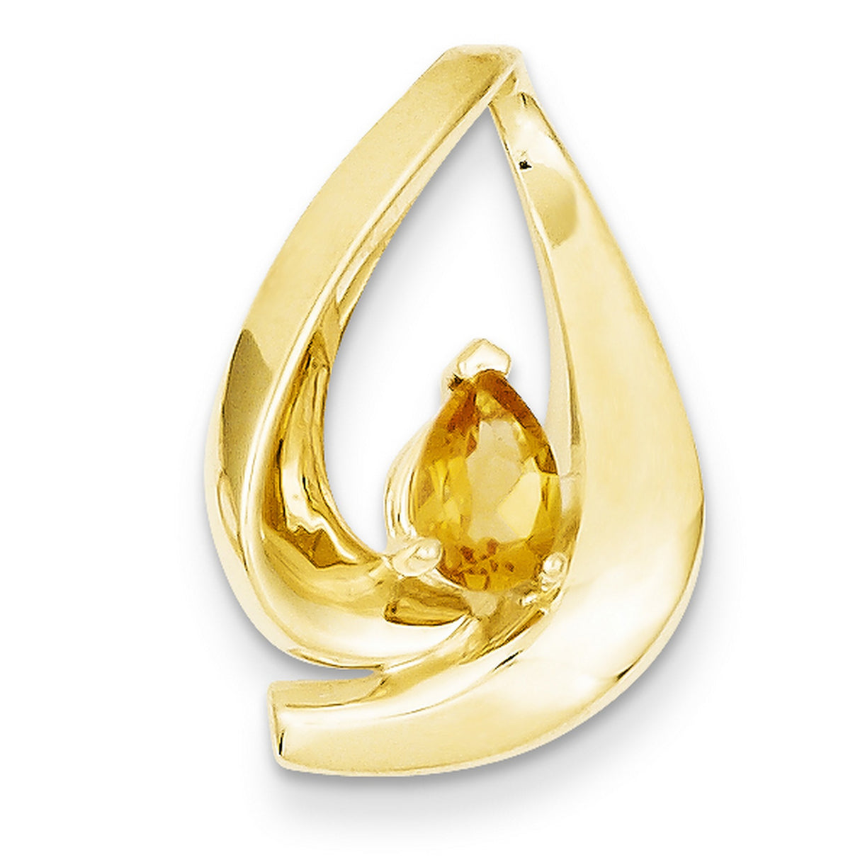 Citrine slide Charm Pendant in Real 14k Yellow Gold