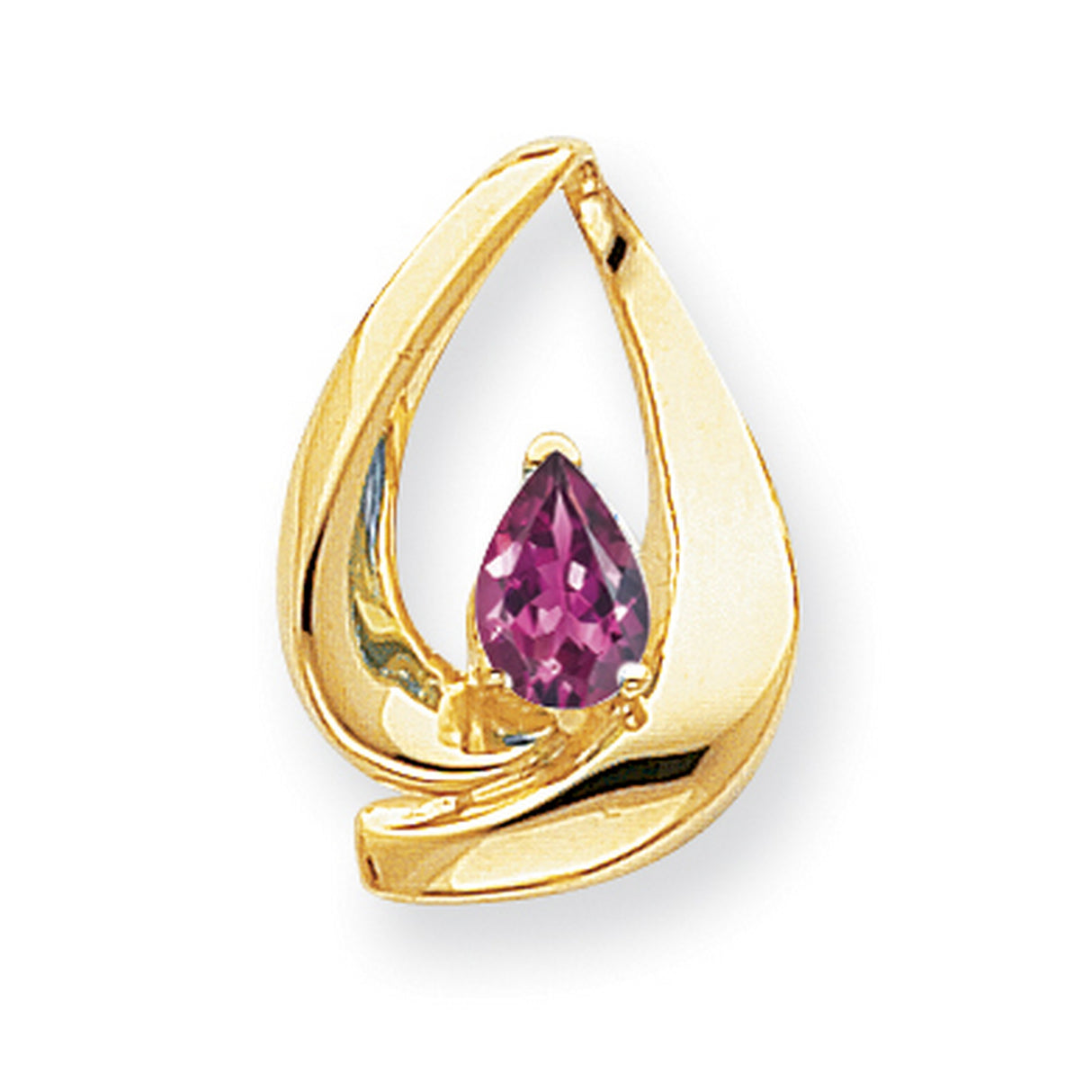 7x5mm Pear Pink Tourmaline slide Charm Pendant in Real 14k Yellow Gold