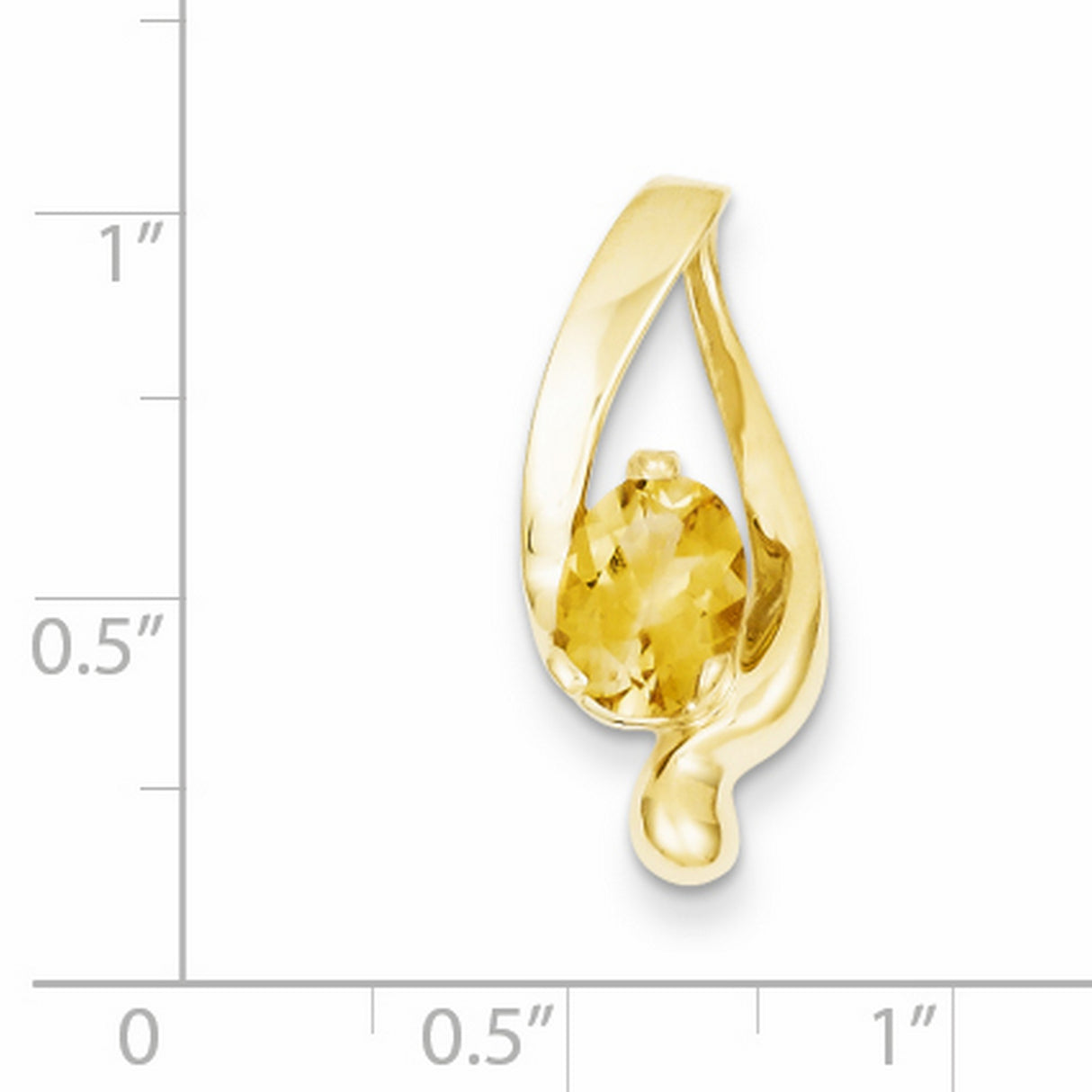 8x6mm Oval Citrine slide Charm Pendant in Real 14k Yellow Gold