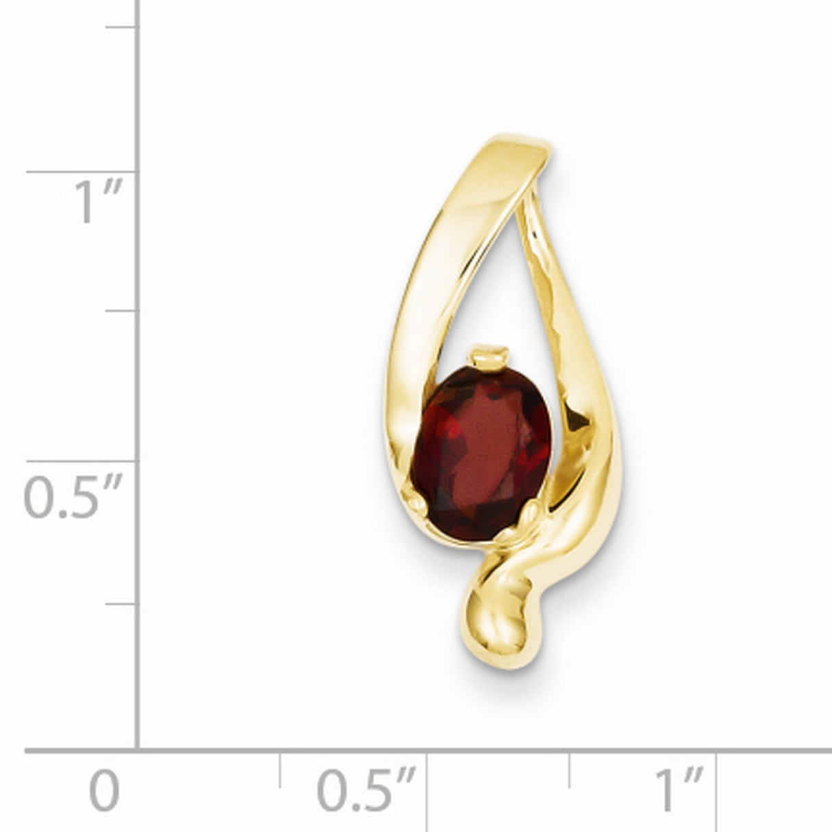 8x6mm Oval Garnet slide Charm Pendant in Real 14k Yellow Gold