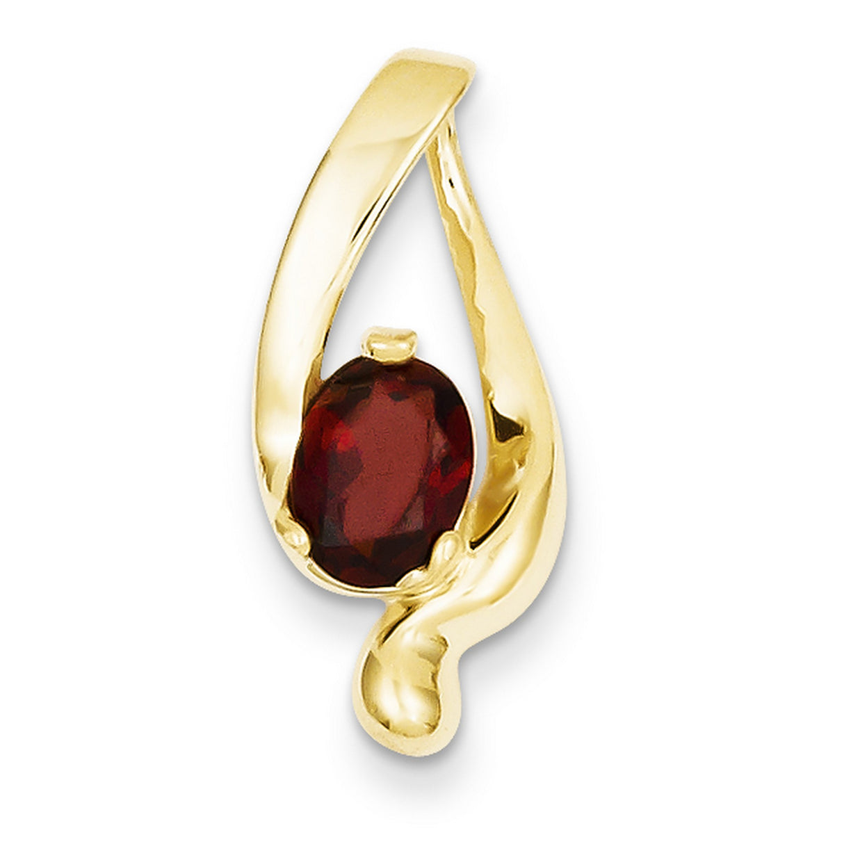 8x6mm Oval Garnet slide Charm Pendant in Real 14k Yellow Gold