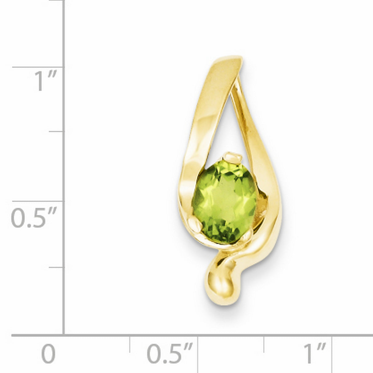 8x6mm Oval Peridot Slide Charm Pendant in Real 14k Yellow Gold