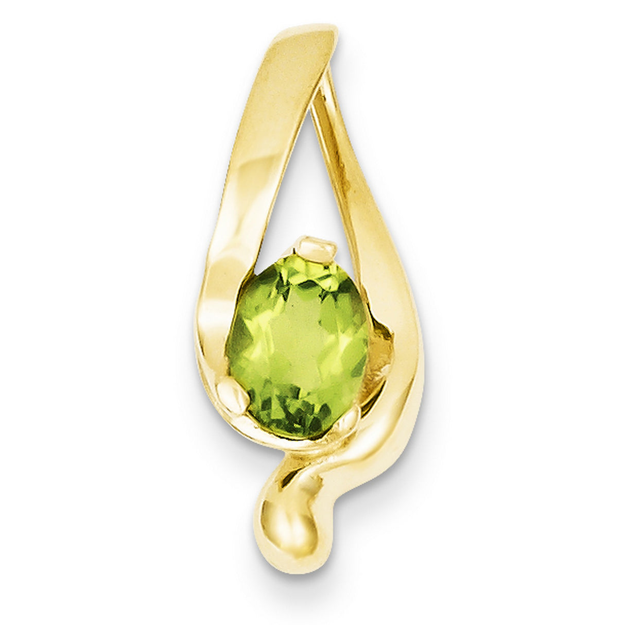 8x6mm Oval Peridot Slide Charm Pendant in Real 14k Yellow Gold