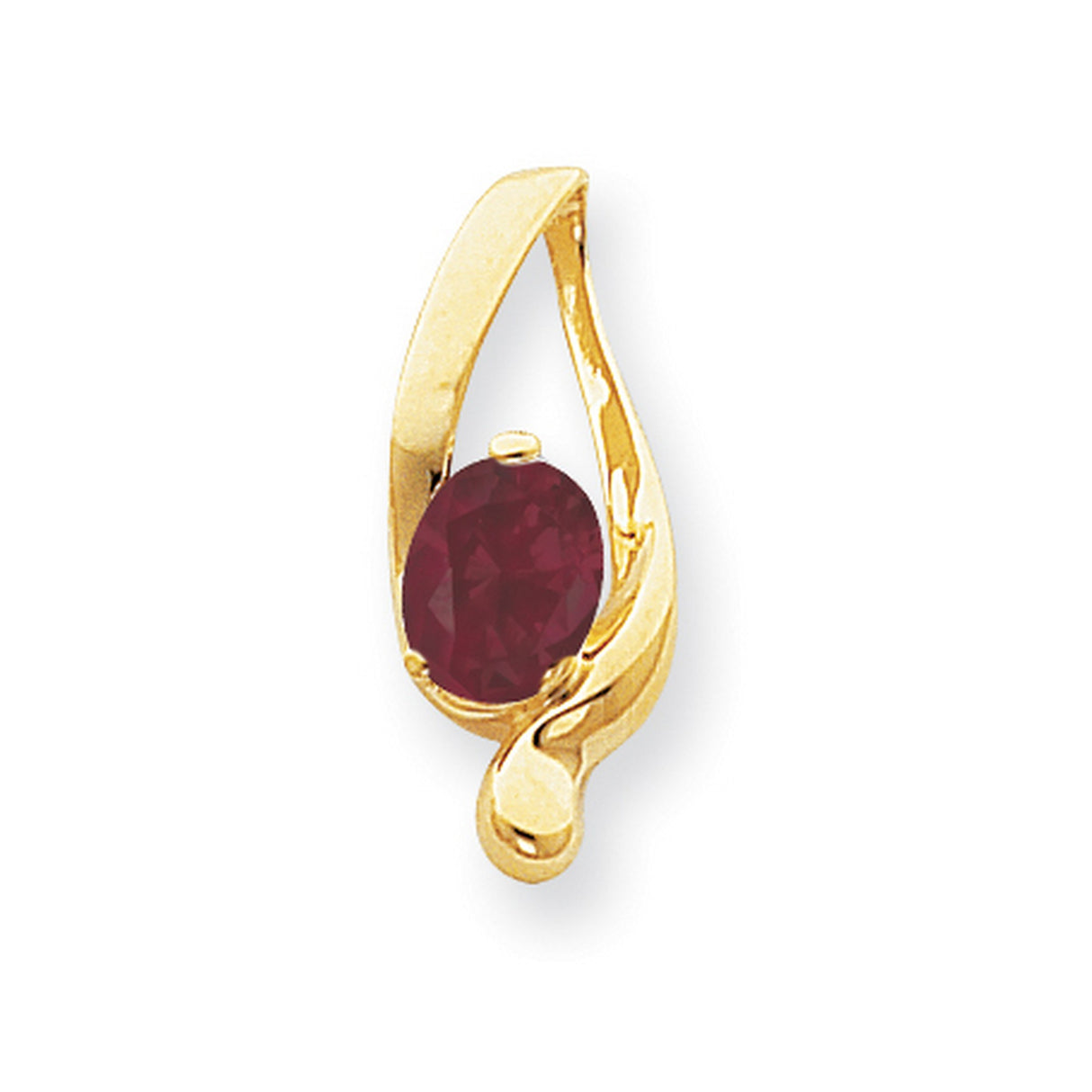 8x6mm Oval Ruby slide Charm Pendant in Real 14k Yellow Gold