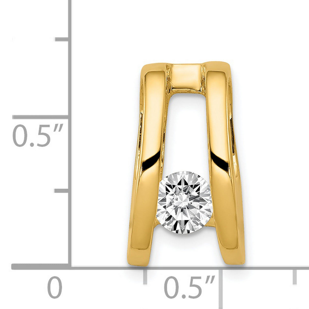 VS 5.25mm Diamond Slide Charm Pendant in Real 14k Yellow Gold