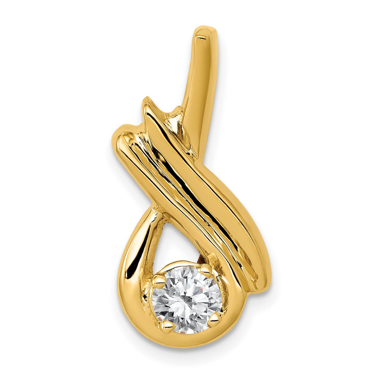 5mm AAA Diamond Fancy Chain Slide Charm Pendant in Real 14k Yellow Gold
