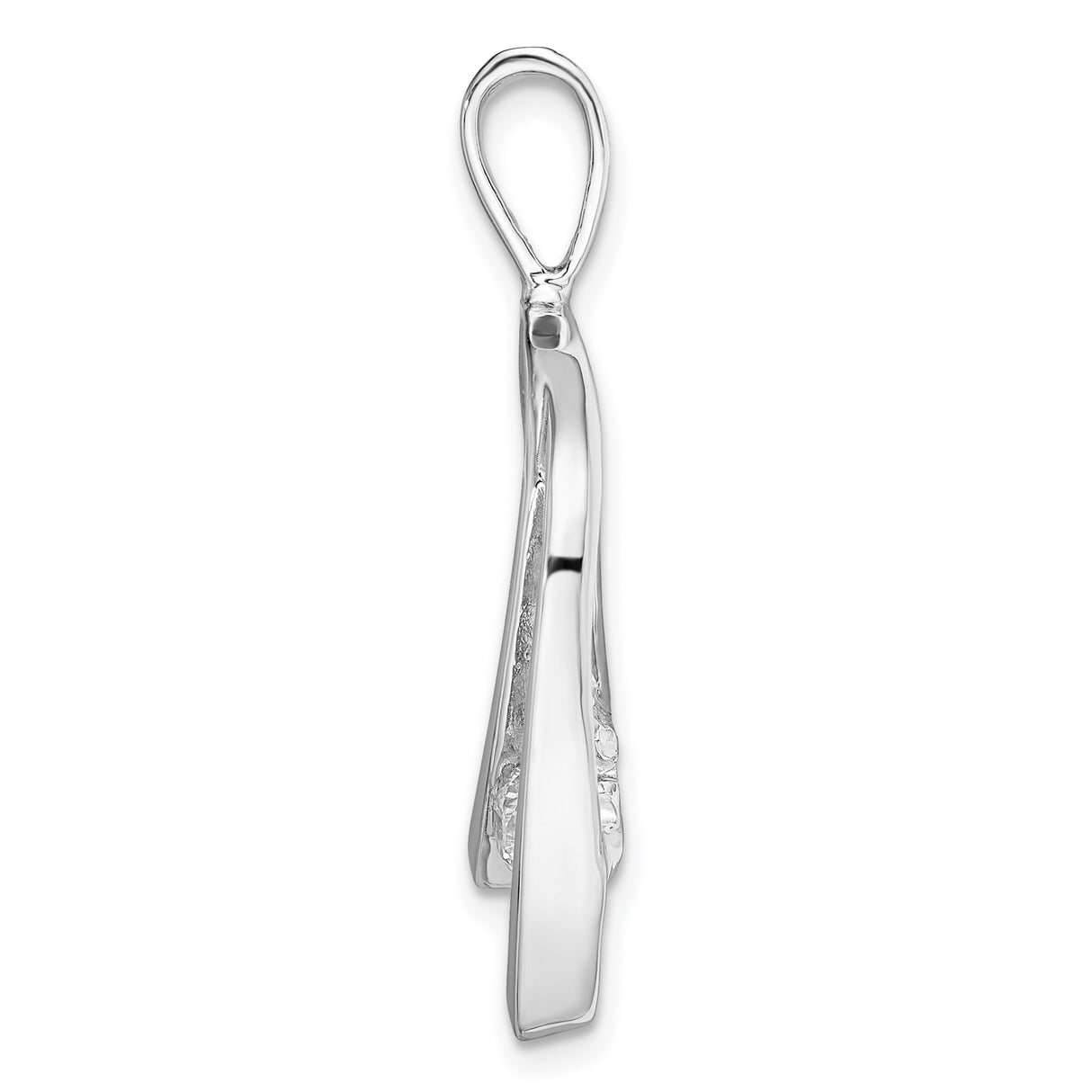 14k White Gold Teardrop Pendant with Diamond Accent, Open Loop Modern Design for Women
