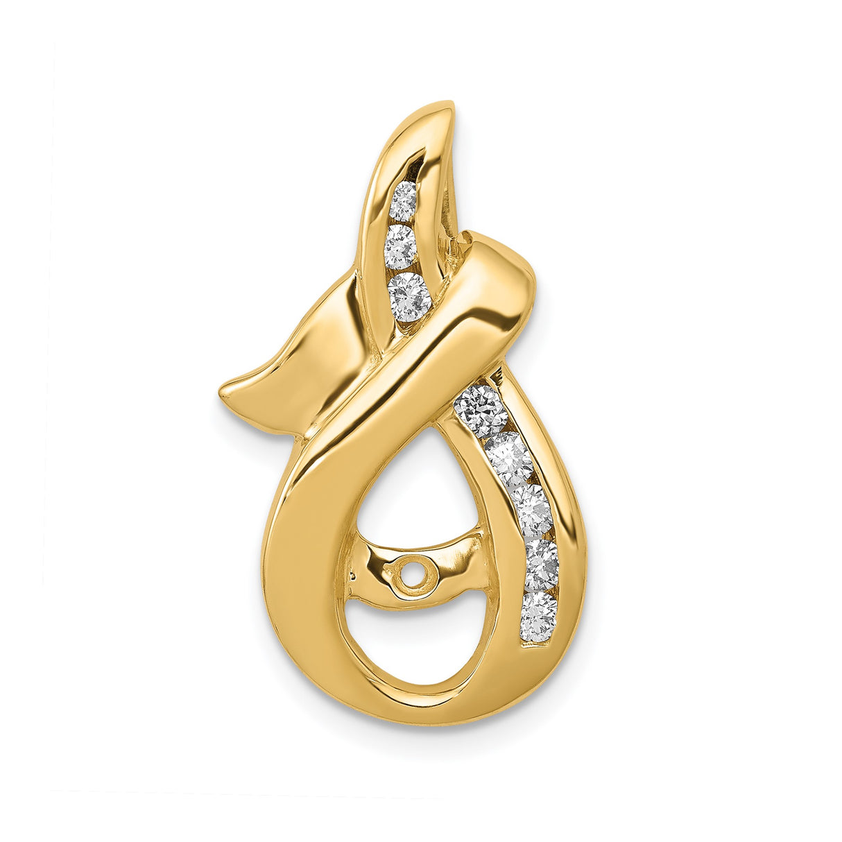 AA Diamond slide Charm Pendant in Real 14k Yellow Gold