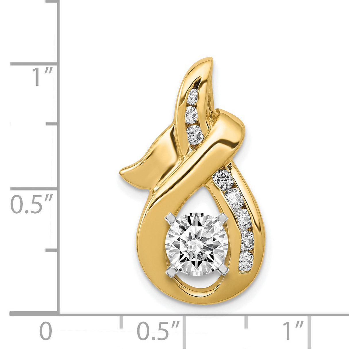 AAA Diamond Semi-mount Peg Slide Charm Pendant in Real 14k Yellow Gold