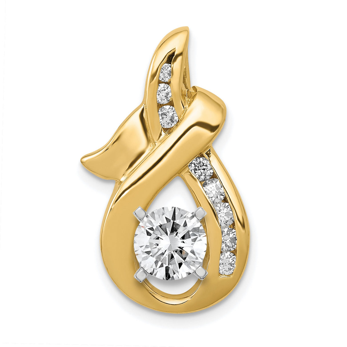 A Diamond Semi-mount Peg Slide Charm Pendant in Real 14k Yellow Gold