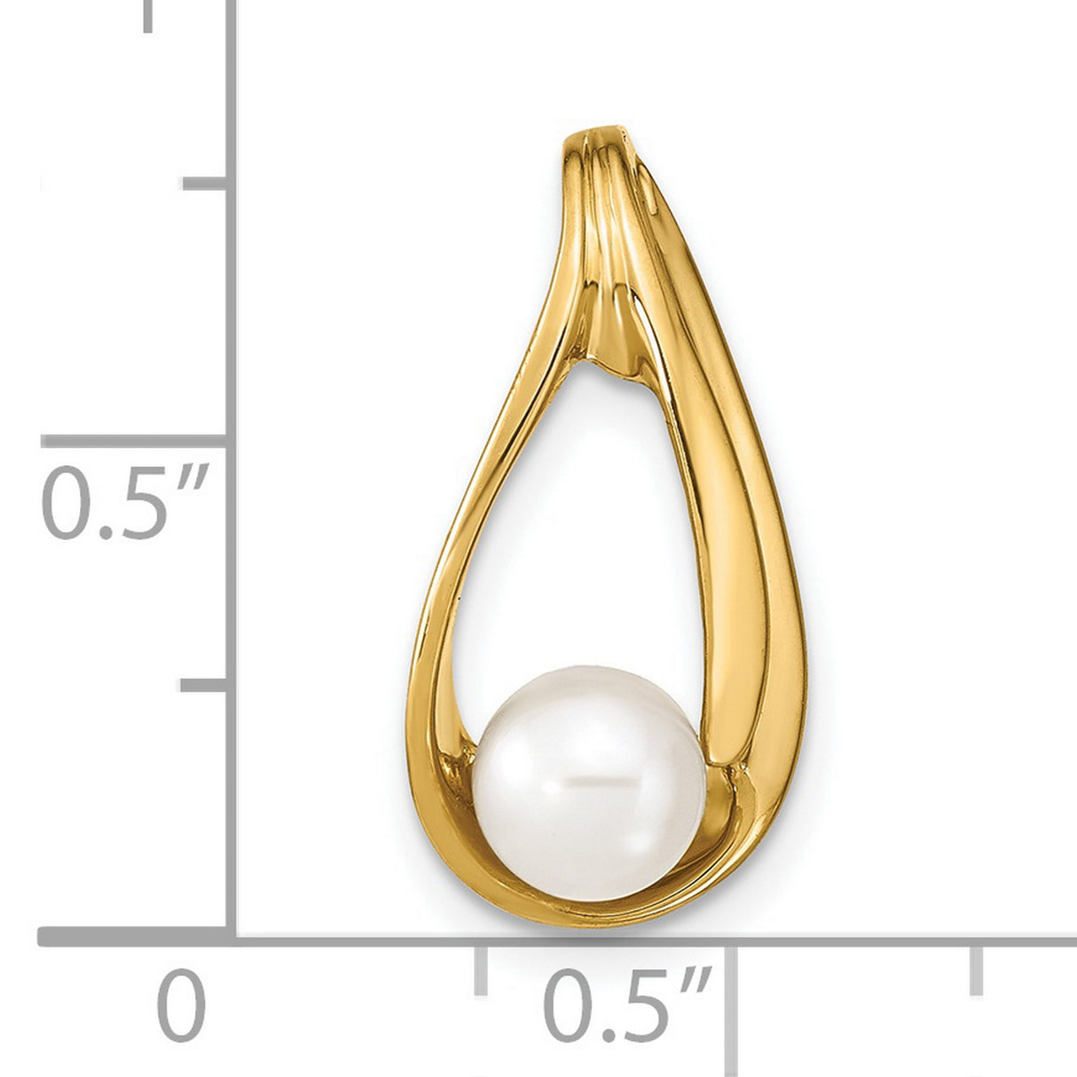 14k Yellow Gold Teardrop Pendant with White Cultured Pearl, Sleek Minimalist Design for Women