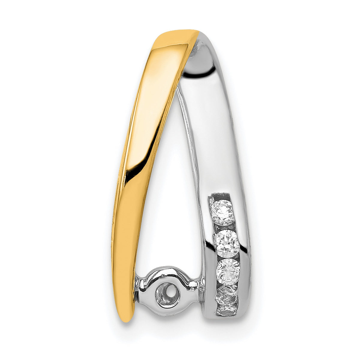 VS Diamond Semi-mount Peg Slide Charm Pendant in Real 14k Multi-Tone Gold