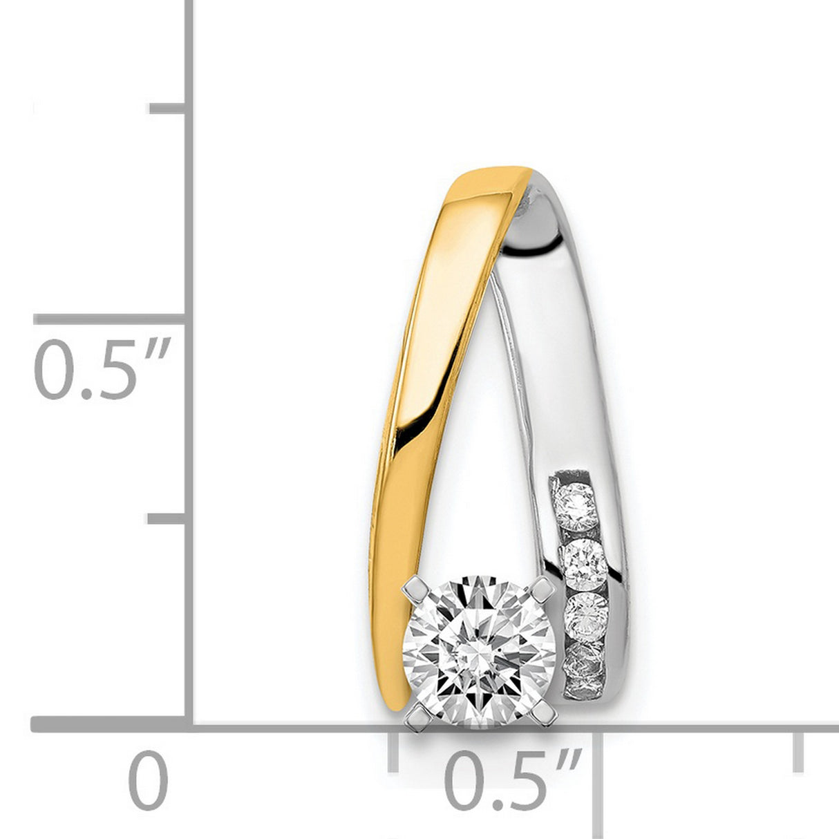 AAA Diamond Semi-mount Peg Slide Charm Pendant in Real 14k Multi-Tone Gold