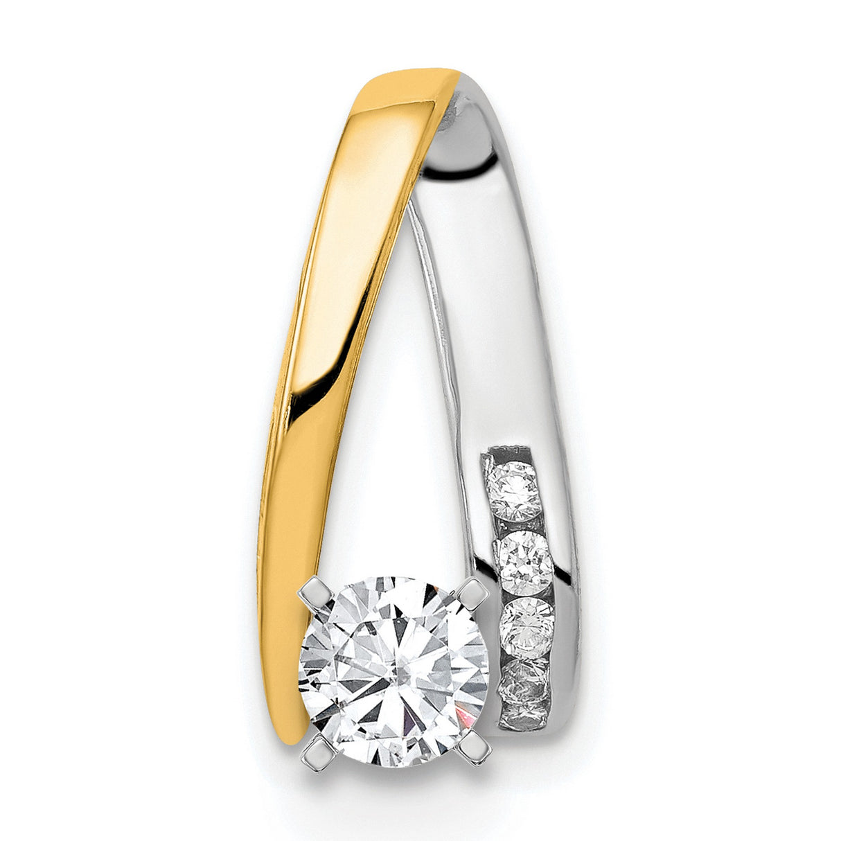 A Diamond Semi-mount Peg Slide Charm Pendant in Real 14k Multi-Tone Gold