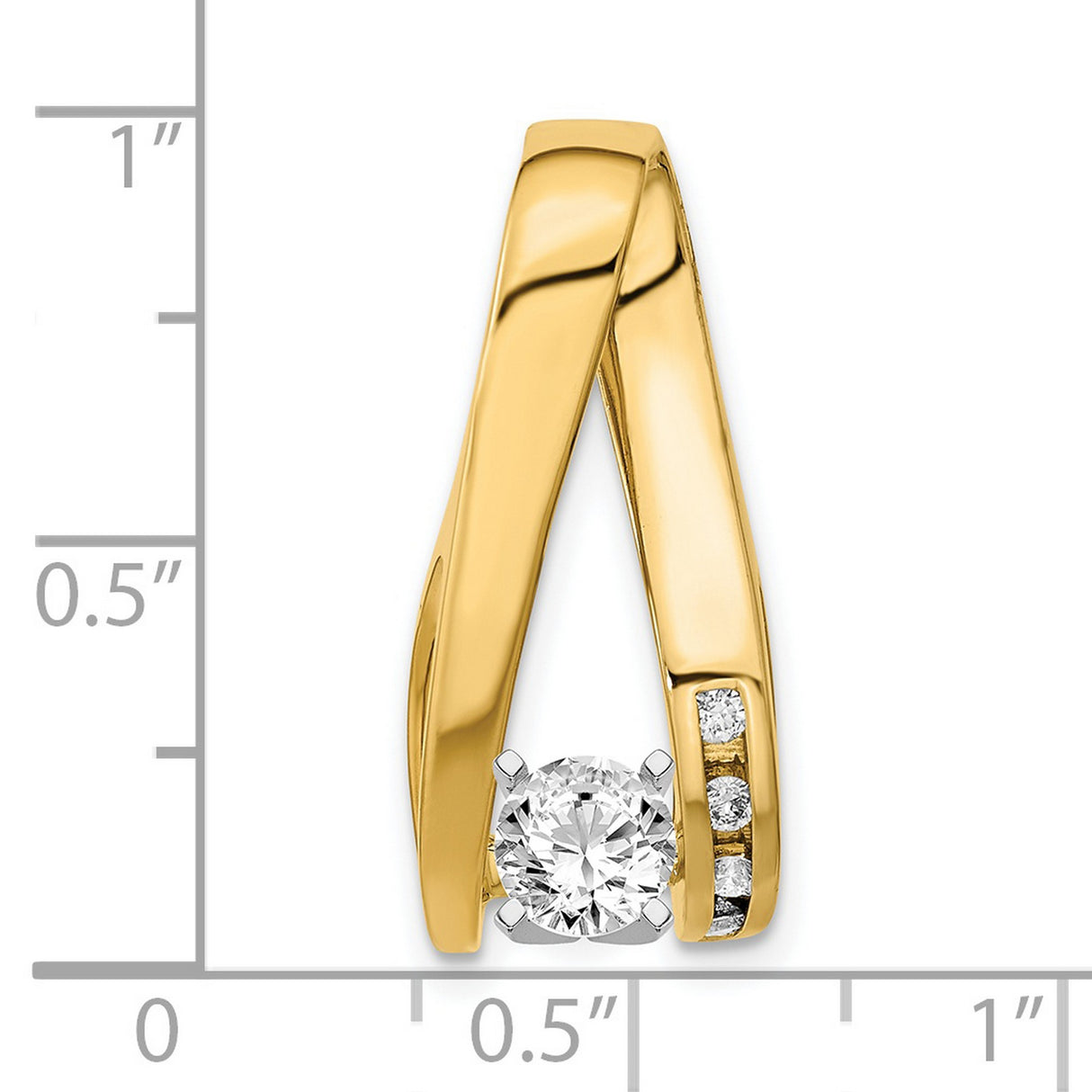 AA Diamond Semi Mount Peg Slide Charm Pendant in Real 14k Multi-Tone Gold
