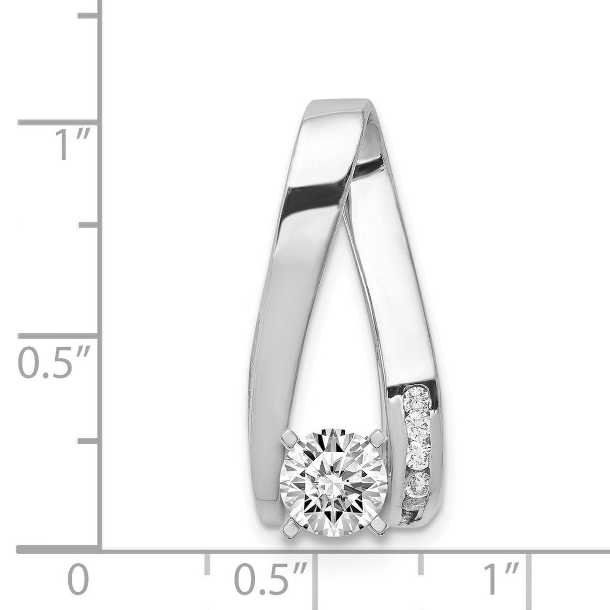 A Diamond Semi-mount Peg Slide Charm Pendant in Real 14k White Gold