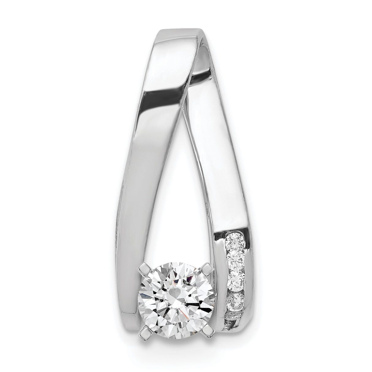 A Diamond Semi-mount Peg Slide Charm Pendant in Real 14k White Gold