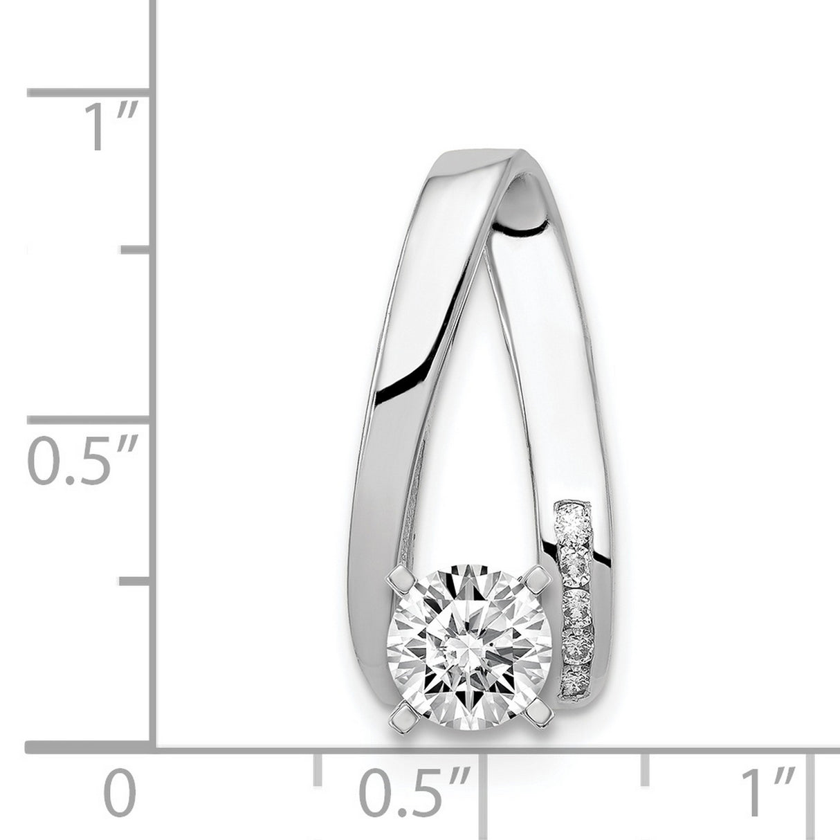 VS Diamond Semi-mount Peg Slide Charm Pendant in Real 14k White Gold