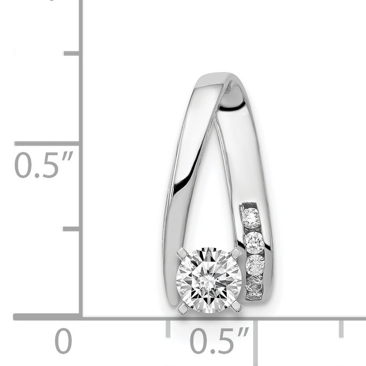 A Diamond Semi-mount Peg Slide Charm Pendant in Real 14k White Gold