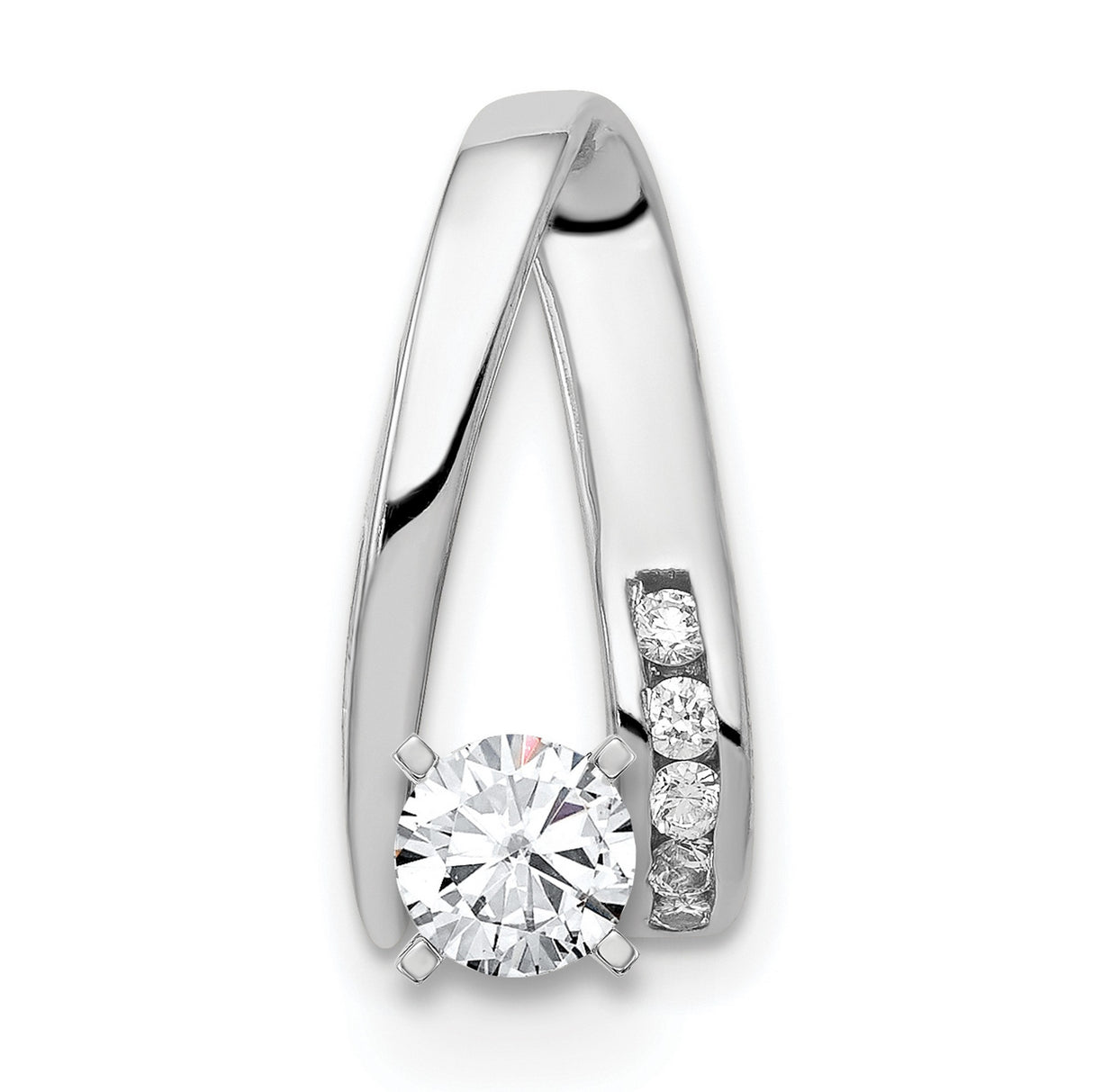 AAA Diamond slide Charm Pendant in Real 14k White Gold