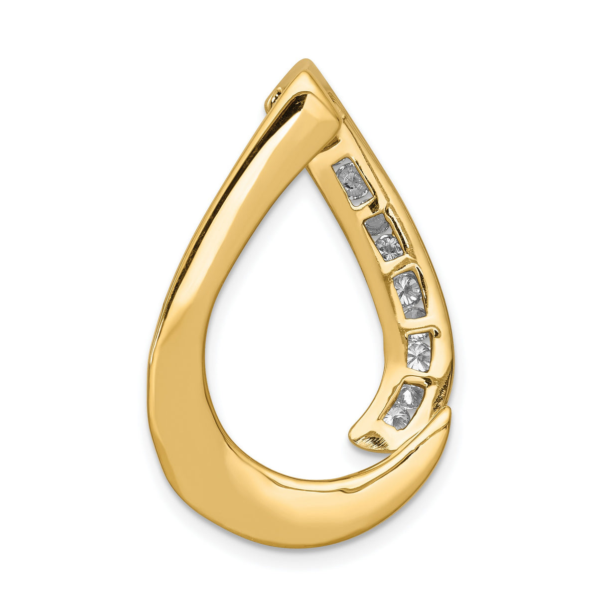 14k Two-Tone Gold Teardrop Pendant with Channel Set Diamonds, Modern Design