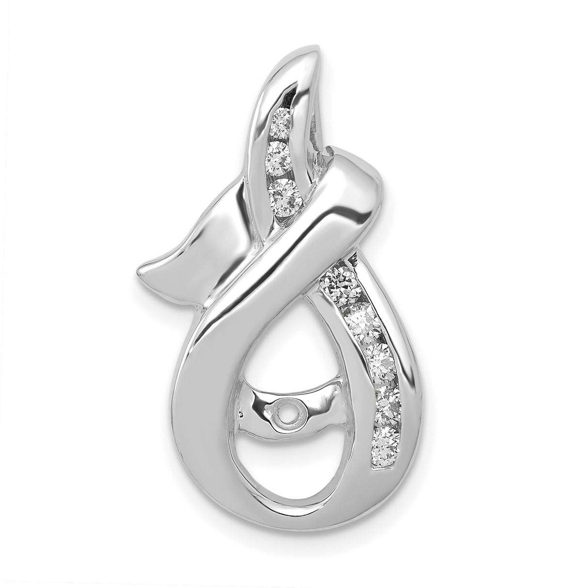 AA Diamond Semi-mount Peg Slide Charm Pendant in Real 14k White Gold