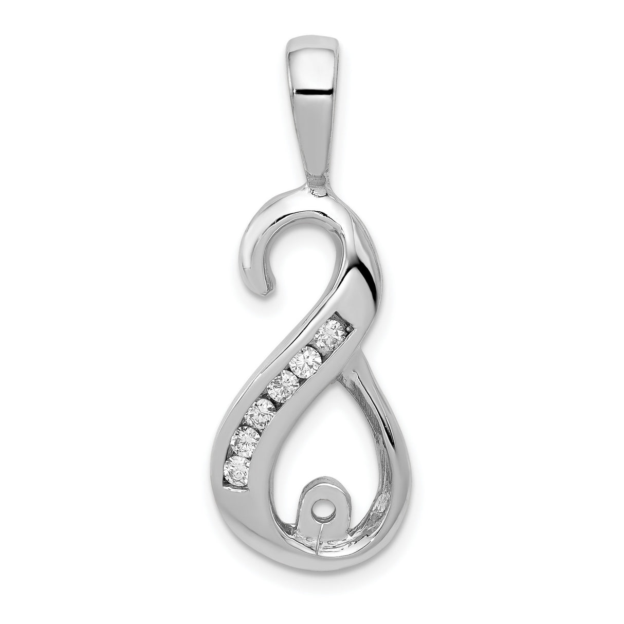 6-1.9mm AA Diamond Semi-mount Peg Slide Charm Pendant in Real 14k White Gold