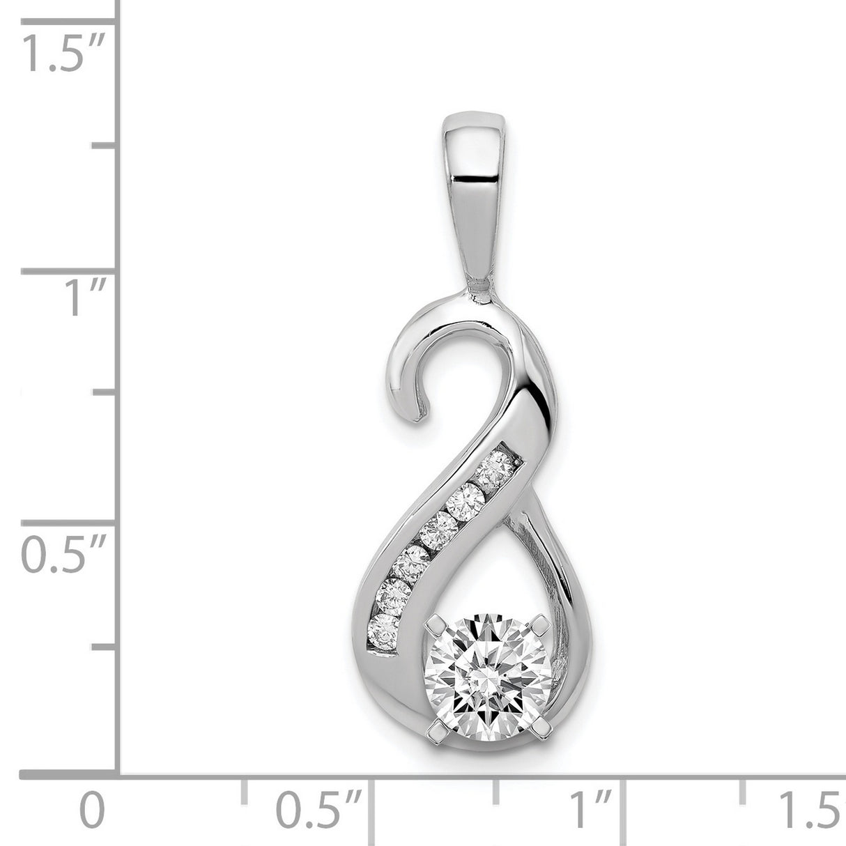 6-1.9mm VS Diamond Semi-mount Peg Slide Charm Pendant in Real 14k White Gold