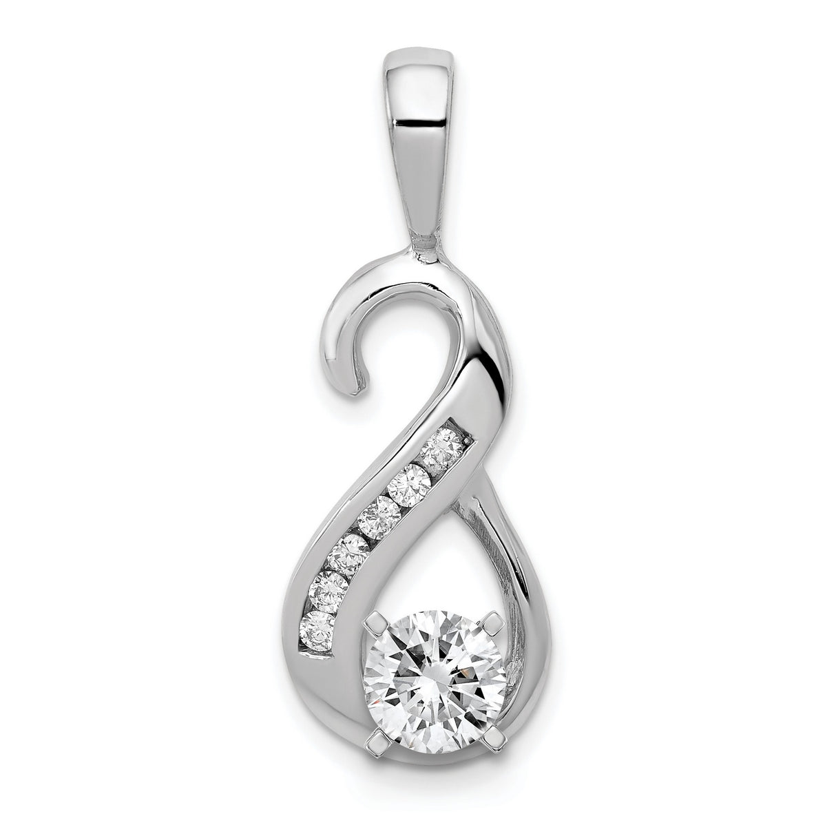 6-1.9mm AAA Diamond Semi-mount Peg Slide Charm Pendant in Real 14k White Gold