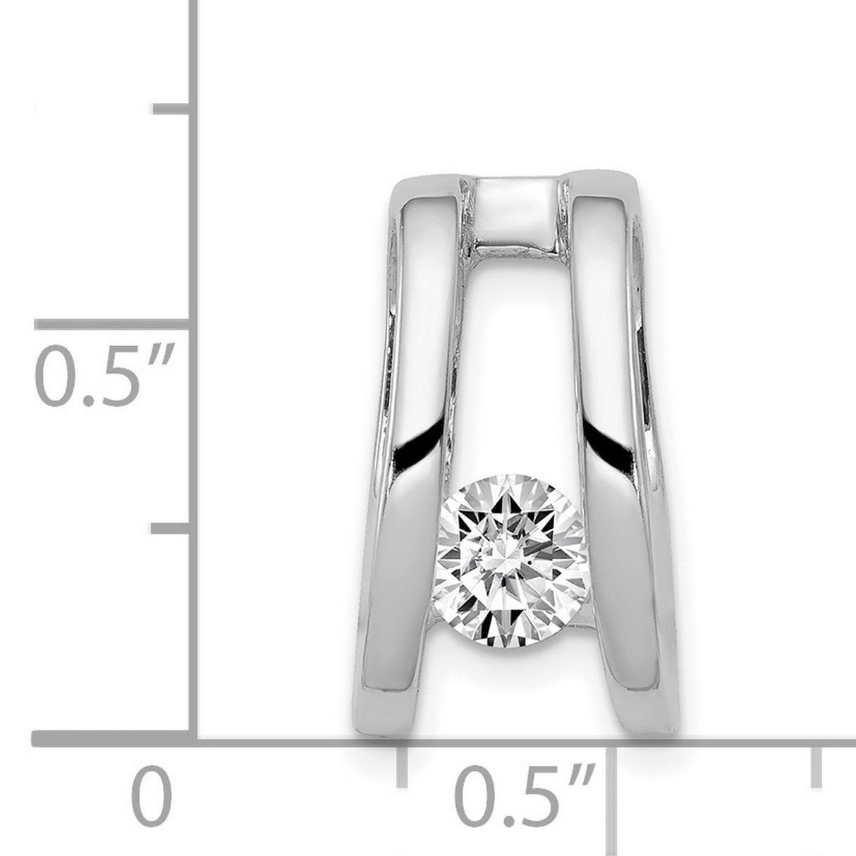 VS 5.25mm Diamond Slide Charm Pendant in Real 14k White Gold